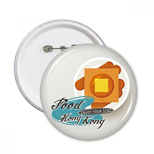 Badge rond toast de Hong Kong broche décoration vêtement multicolore lot de 5