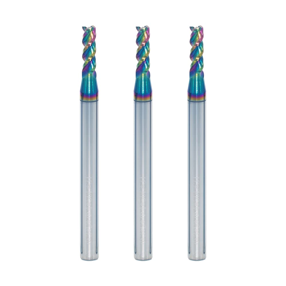 JIANXING3mm Carbide Square End Mill for Aluminum & Copper Applications, 3-Flute, HRC 55 Deg, 3mm Cutting Diameter, 50mm Length, High Feed U-Type Design, for Roughing and Finishing (3 Pieces)