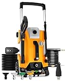SUNPOW Electric Pressure Washer 4-Wheel Dual Form Power Washer 2300 PSI 2.0 GPM High Pressure Car Washer Machine with Telescopic Rod, Onboard Detergent Tank and 5-Nozzle, Best for Home, Patio