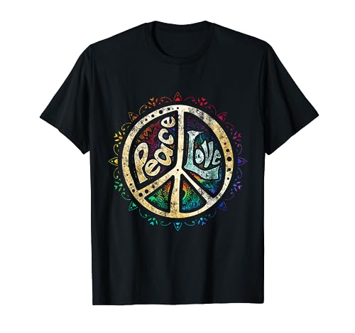 Vintage Groovy Hippie Gifts Retro Psicodélico Paz Signo Hip Funky Radical Camiseta Unisex Multicolor Talla S Manga Larga
