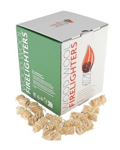 Forest Lighter - und Kaminanzünder 200 STK. - Anzündwolle zum schnellen Feuermachen - Anzünder Holzwolle für Feuerschale, Pizzaofen, Kamin & BBQ