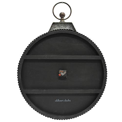 Oldtown 29" X 24" Hanging Ring Farmhouse Vintage Corrugated Zinc Metal & Wood Noiseless Rustic Wall Clock (Wood-Zinc, 24-Inch) #TOP5