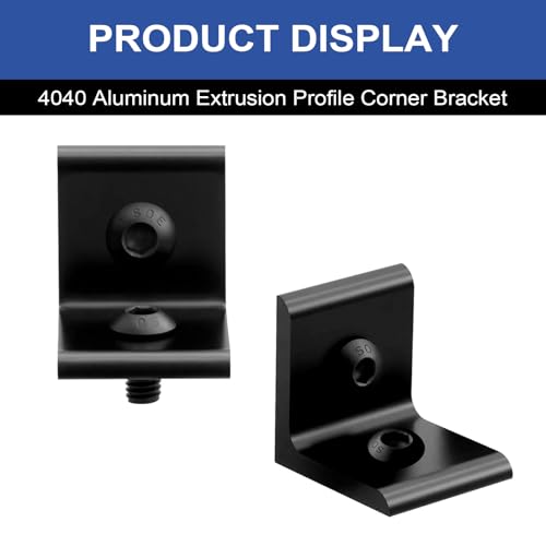 Image of 24 Pack 4040 Corner Bracket Connector 40 Series Aluminum Extrusion Profile Accessories Hardware, 90 Degree Angle Bracket for 40x40 Extruded Aluminum Black