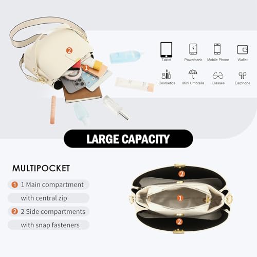 Bolso hombro mujer de cuero vegano con 2 correas ajustables miniatura 5