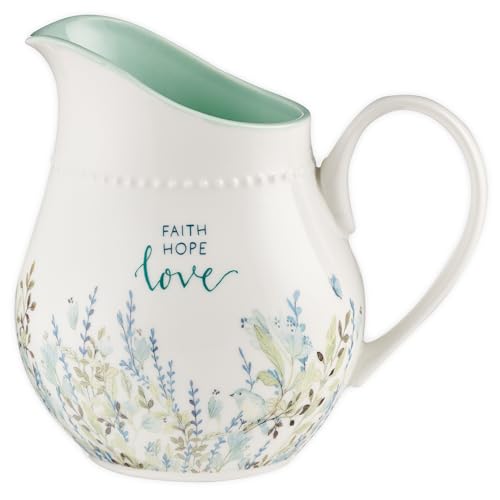 With Love Inspirational Faith Hope Love Ceramic Pitcher, Food Safe