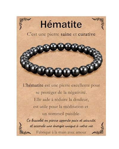 Kenqlot Bracelet Hematite Homme,Bracelet Magnétique Homme Pour Hommes Bijoux Hématite,Idee Cadeau Saint Valentin Cadeaux Noel Anniversaire pour Fils Frère...