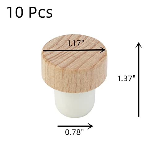 Wdonay Macromolecule Inner Stopper,Wooden Stopper, Wine Bottle Stopper, T-Stopper, Pet Cork, Wood Color, 10Pcs #TOP1