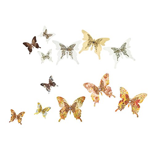 Roser Life Craft Butterflies,Decorative Artificial Butterfly Clips,Butterfly Decorations,Floral Butterflies,Handmade Vintage Ornament,Home Party Garden Outdoor Decor Rose Gold,Pack of 12