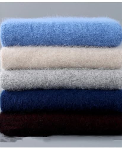 Men's Autumn Winter Mink Cashmere Sweater Long Sleeve Knitted Thickened Warm Fashion V Neck Pullover2