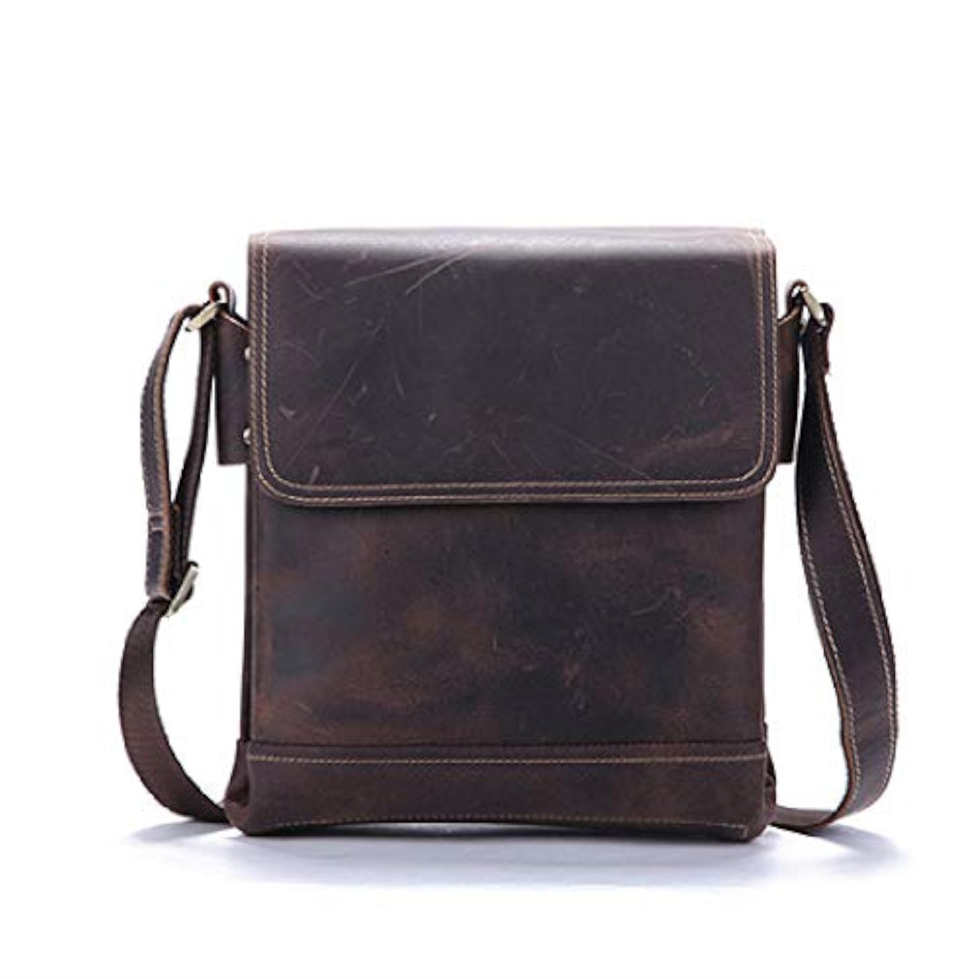 Men's Leather Cross Body Sling Bag - Multilayer