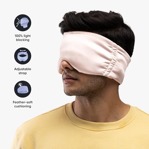 Image of Frido Memory Foam Travel Neck Pillow + Ultra Soft Sleep Eye Mask for Men & Women | Light Blocking Eye Cover with Adjustable Strap & Neck Support Pillow for Flight, Car & Travel | Pink