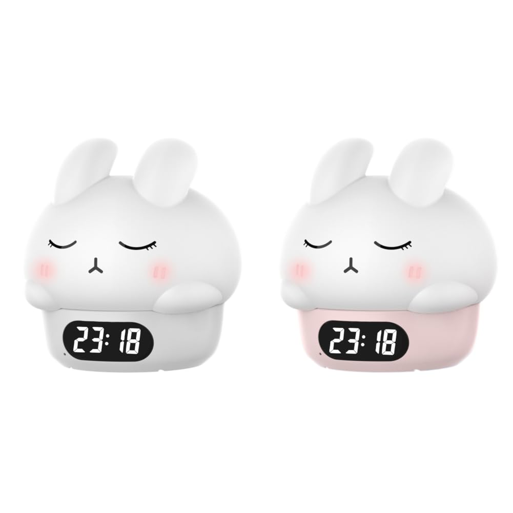 Silikonowa dotykowa lampka nocna z budzikiem ładowana przez USB lampka nocna kreatywna zwierzę pat lampa 1200 mAh LED królik lampka nocna