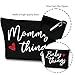 Sahjzk Mommy and Baby Matching Pouch Set, Mommy Things and Baby Things Bags, Gifts for New Moms Expecting Moms, Matching Travel Cases, Black Set of 2