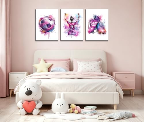 Image of Frimeeme Large Girl Soccer Canvas Wall Art, 16 x 24 Inch