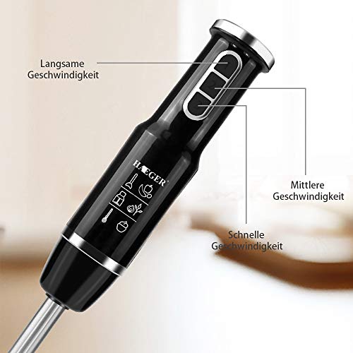 Stabmixer, 750 Watt 4-in-1 Elektro-Multifunktions-Stabmixer Zubehör-Set mit Schneebesen, 500 ml Zerhackerschale und 600 ml Behälter für Babynahrung, Shakes, Smoothies, Saucen, Suppen und Mehr - 8