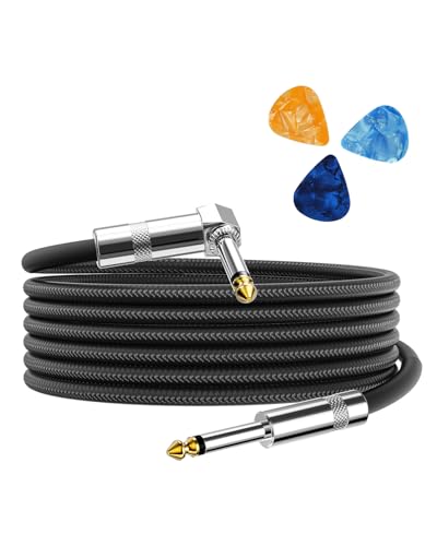 Aqdocvf Guitar Cable, Guitar Cord 10ft, with Random‑Color Picks