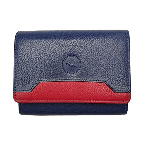 Porte-monnaie multi couleur cuir H/F cheval G.Z bleu fini les poches encombrées