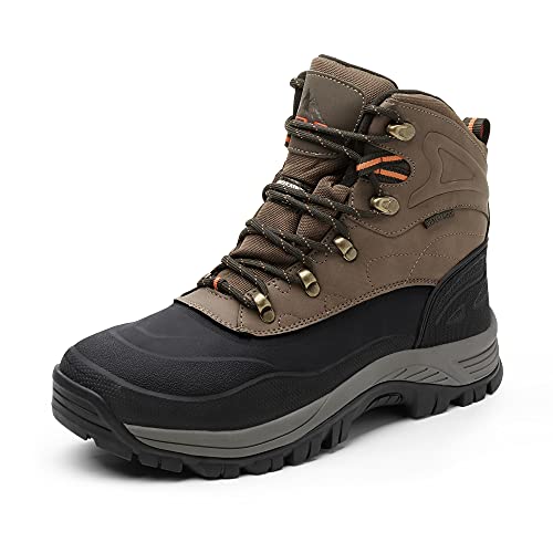 NORTIV 8 Men's Insulated Waterproof Construction Hiking Winter Snow Boots 6.5 Brown/Black