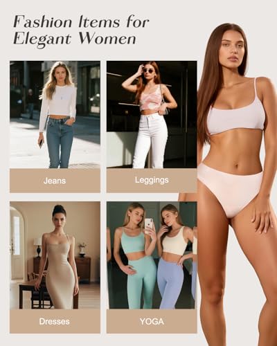 2-Pack Seamless Thongs Camel Cover for Women Cotton Underwear No Show Panty Liners Workout G-String Thongs4