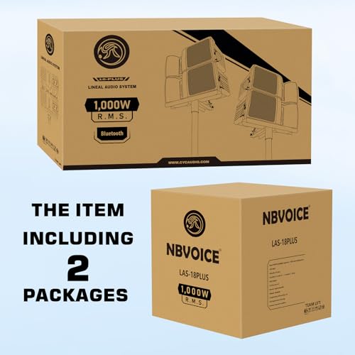 NBVOICE 18-Inch 4000W P.M.P.O Stereo PA Speaker System with Bluetooth/USB/Remote, Includes 4 Line Array Speakers, 1 Active Subwoofer, 2 Tripods - Perfect for DJ, Parties, Weddings, and Events - Thumbnail 6