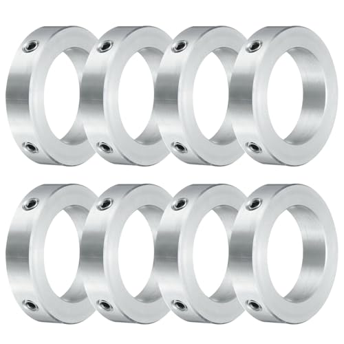 uxcell 8pcs Set Screw Collars 35mm Bore, Aluminum Shaft Collars, 52mm OD and 12mm Thickness, Set Screw Clamp Collar, Stop Collar for Linear Rod Shaft Guide