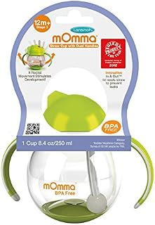Lansinoh mOmma Straw Cup with Dual Handles for Toddlers, Green