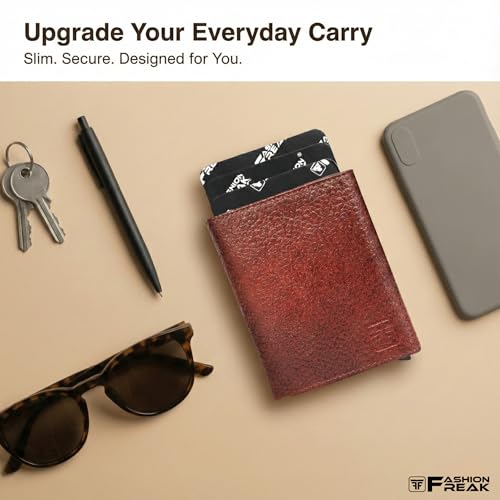 Image of FASHION FREAK Smart Wallet for Men - Slim Pop-Up Card Holder with Quick Access - Original Leather Wallet for Men