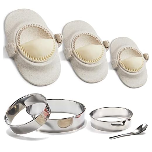 MUMSUNG Dumpling Maker, Empanadas press mold maker Set with Dough Cutter, Dumpling Mold Set for Pierogi, Pastelitos, Calzone, Turnovers, Chinese Dumpling, 3Sizes (L/4"+M/3"+S/2.6") (White)