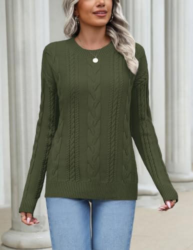 Zeagoo Women's Sweaters Trendy Basic Casual Crewneck Cable Knit Fall Tops - image 2