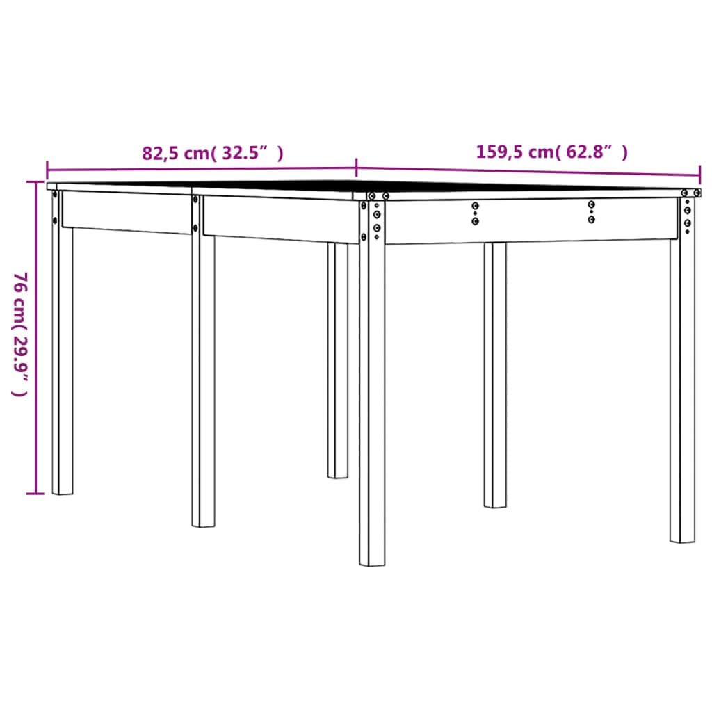 Stół ogrodowy 159,5 x 82,5 x 76 cm lite drewno sosnowe | Wytrzymały blat stołu, stabilna rama drewniana, na taras i balkon, z instrukcją montażu