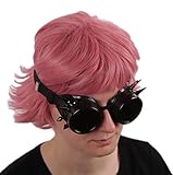 Taille unique Black Sugar mixte Steampunk Cyber ​​Lunettes goggles Victorien Style Punk Soudure Cosplay Gothique Goth Rustique Rivet ou Spike Spikey Vintage Ronde Rave Protection (Noir clou)