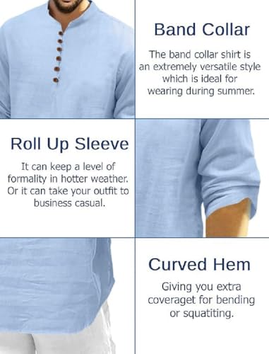 Image of Macsivo Men's Cotton Blend Kurta with Solid Band Collar Full Sleeve Button Closure Regular Fit Curved Hem Length | Kurta for Man | Combo Pack of 2