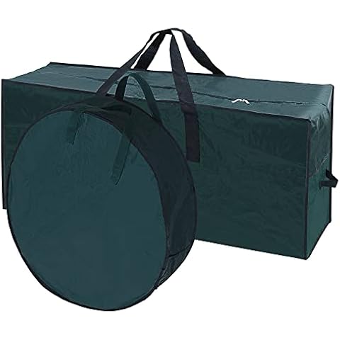 Joiedomi Christmas Tree & Christmas Wreath Storage Bag Set- Fits up to 7.5 ft/228cm Disassembled Artificial Christmas Tree and 76cm Wreath, Durable Waterproof Material Cover