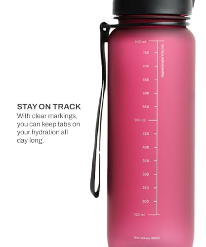 Image of TEGO Rise Tritan Water Bottle | 800ml Secure Flip Lock Lid | BPA-Free, Durable & Impact-Resistant | Wrist Strap for Easy Carry | Hydration Tracker | Gym, Office, Travel Water Bottle (Red)