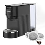 Macchina Caffè Cialde E.S.E. per Espresso Cremoso – 10 CIALDE COMPRESE, Macchinetta Del Caffe Cialde Compatta, Serbatoio 1.2L, Spegnimento Automatico, Espulsione Cialda, Vassoio Regolabile - Nero