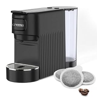 Macchina Caffè Cialde E.S.E. per Espresso Cremoso – 10 CIALDE COMPRESE, Macchinetta Del Caffe Cialde Compatta, Serbatoio 1.2L, Spegnimento Automatico, Espulsione Cialda, Vassoio Regolabile - Nero