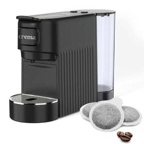 Macchina Caffè Cialde E.S.E. per Espresso Cremoso – 10 CIALDE COMPRESE, Macchinetta Del Caffe Cialde Compatta, Serbatoio 1.2L, Spegnimento Automatico, Espulsione Cialda, Vassoio Regolabile - Nero