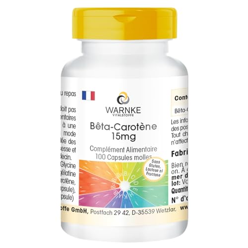 Bêta carotène 15mg - 100 softgels pour 100 jours, caroténoïde, provitamine A | Warnke Vitalstoffe - Qualité des pharmacies allemandes
