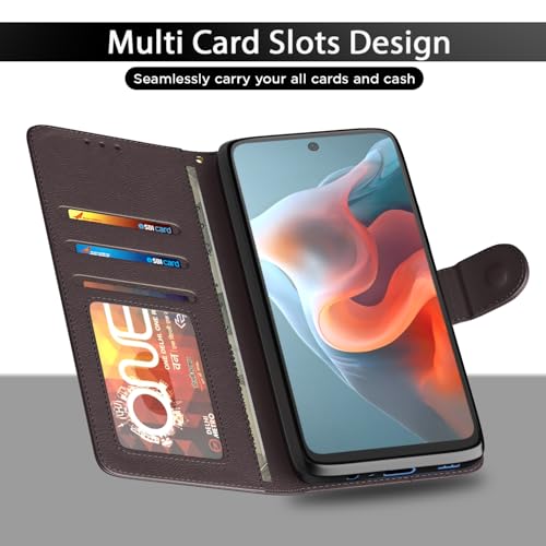 Image of Pikkme Flip Cover for Motorola Moto G34 5G / G45 5G | Leather Finish | Shockproof with Card Pockets & Wallet Stand | Ultimate Protection Case(Coffee)