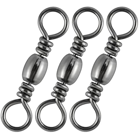 Alwonder 100PCS Fishing Barrel Swivels, High Strength Stainless Solid Ring Brass Barrel Swivel with Black Nickel Coating, Rolling Fishing Swivels Tackle Line Connector Saltwater Freshwater #16 Cover