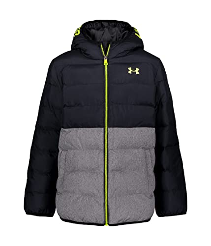 Image of Under Armour boys Pronto Colorblock Puffer Jacket, Mid-weight, Zip Up Closure, Repels Water
