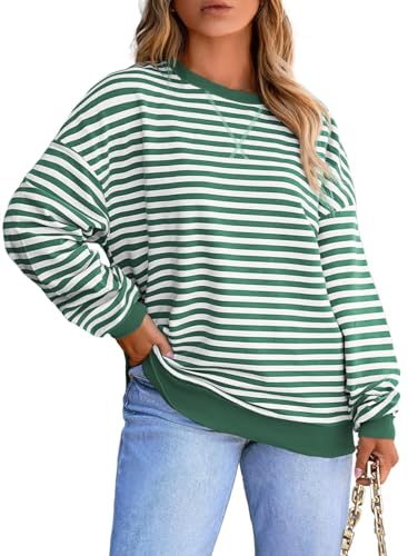Image of Eytino Women Plus Size Striped Color Block Crewneck Sweatshirt(1X-5X) | Oversized Pullover Tops,Long Sleeve Casual Shirt,Workout & Daily Wear,2026 Fall Fashion Clothes Outfits