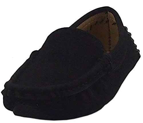 Dadawen Toddler Little Kid Boys Girls Soft Suede Leather Slip On Penny Loafer Dress Shoes Moccasin Flat Boat Shoes Wedding Church Oxford Black Us Size 2 M Little Kid #TOP6