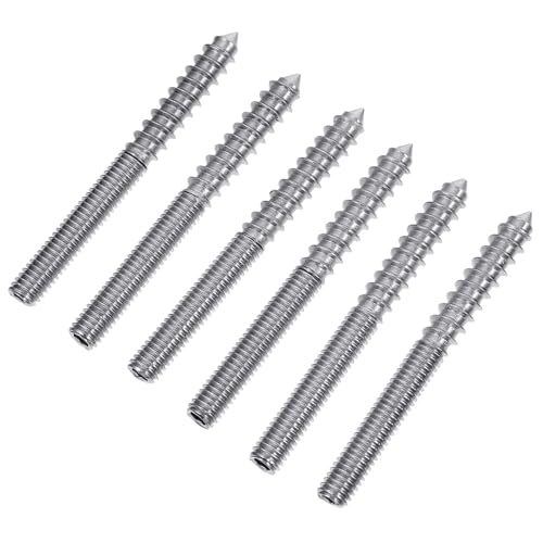 Homoyoyo 304 Stainless Steel Double-Ended Threaded Hanger Bolts M6x60mm, Hex Socket Self-Tapping Screws for Furniture Assembly, 6 Pieces Pack, Industrial Fasteners for Wood and Metal