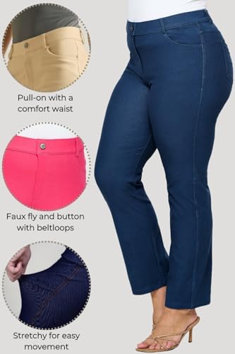 ICONOFLASH Women's Stretch Jeggings with 4 Pocket Pull On Straight Leg Jean Leggings with Belt Loops (Available in Plus Size)3