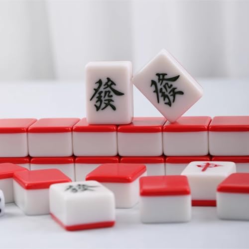 Mah Jong zestaw – 144 klocki do gry, ręczne spotkanie imprezowe z pudełkiem – chiński do zabawy towarzyskiej