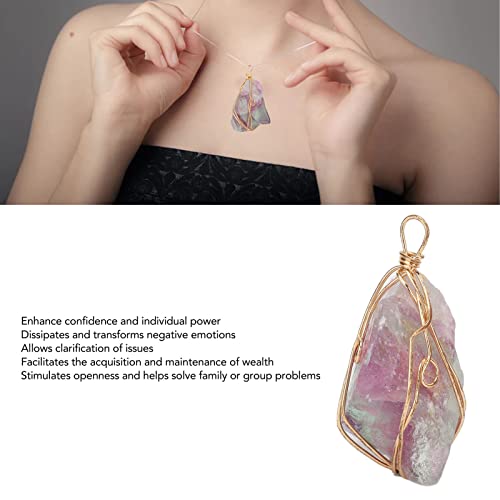 Colar de Pedra Pingente de Fluorita Fio Natural Irregular Colar Enrolado Acessório Pingente de Pedra
