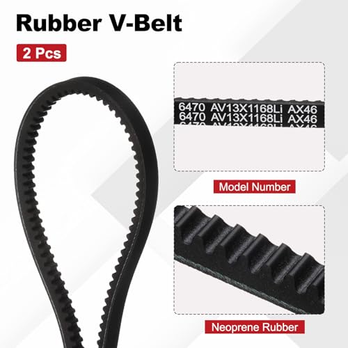 Image of AX46 Belt, Raw Edge Cogged Industrial Rubber EPDM V-Belt, Pack of 2 | 1 /2 inch(13mm) Width x 46 inch(1168mm) Inside Circumference x 5 /16 inch(8mm) Height