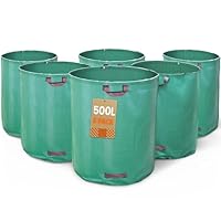 VOUNOT® Gartenabfallsack 500 Liter, 6er Gartensäcke für Grünabfall, Selbststehend und Falt, Laubsack Selbstaufstellend aus robustem Polypropylen-Gewebe (PP) 150gsm