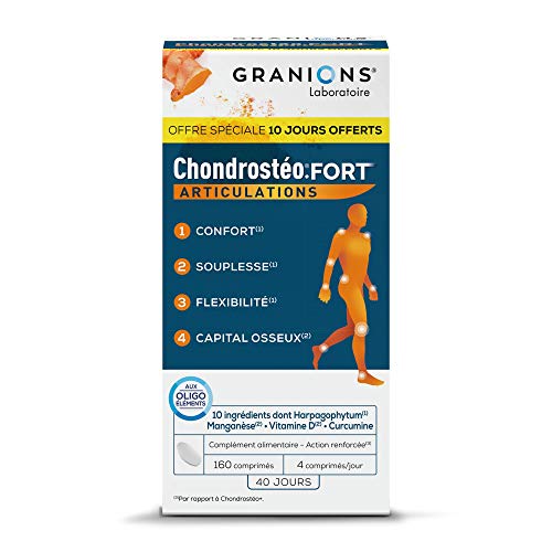 GRANIONS Chondrostéo+ FORT Articulations-160comp. = 30 jours + 10 jours OFFERT-Glucosamine,Chondroïtine,MSM, Harpagophytum-Mobilité & Souplesse Articulaire, Flexibilité, Capital Osseux -Made in France Cover